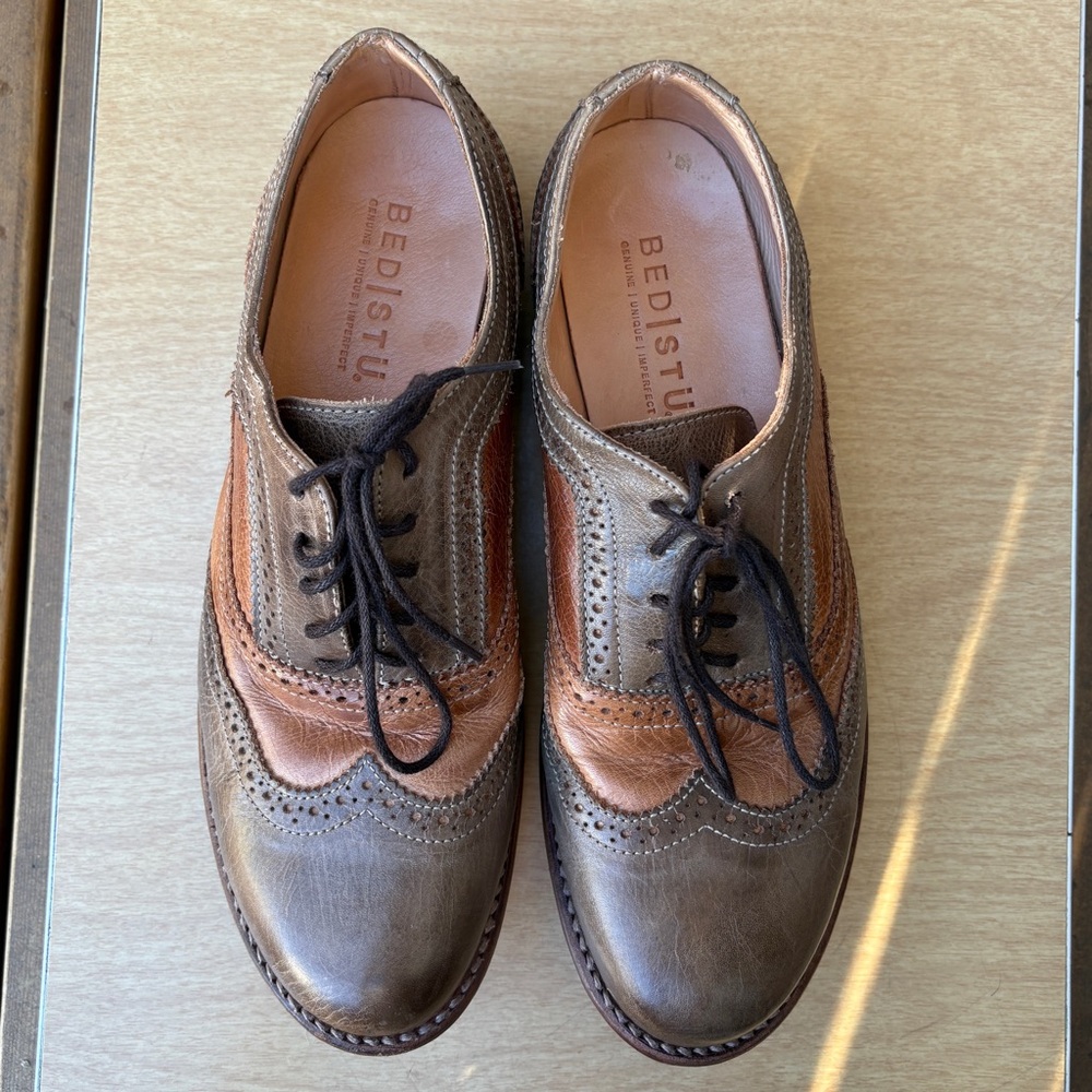 Bed Stu Lita Leather Wingtip Oxford Lace-Up Brogue Detail Shoes In Brown Sz 7 - Picture 13 of 16
